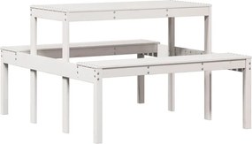 vidaXL fehér tömör fenyőfa piknik asztal 110 x 134 x 75 cm