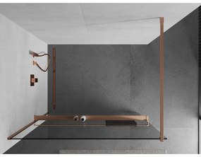 Mexen Kioto+, Walk-In zuhany paraván polccal és akasztóval 110 x 200 cm, 8 mm átlátszó üveg, réz matt profil, 800-110-121-65-00