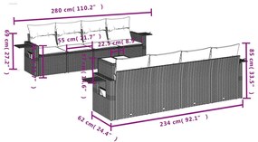 9 részes világosszürke polyrattan kerti ülőgarnitúra párnával