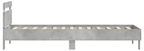 betonszürke ágykeret fejtámlával és LED-világítással 90x200 cm