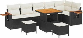 vidaXL Kerti Kanapé Szett párnával 9 pcs Fekete és Krém