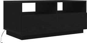 vidaXL fekete tölgyszínű dohányzóasztal LED-lámpákkal 90x49x40 cm