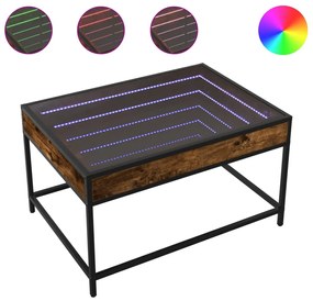 Füstös tölgy végtelen hatású LED-es dohányzóasztal 70x50x41 cm