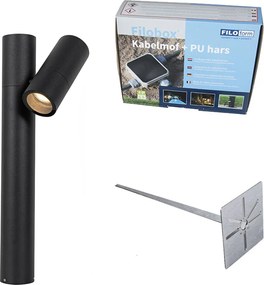 Kültéri lámpa fekete színben, földbe szúrható tüskével és kábeltömítéssel 50 cm IP44 - Solo Deluxe