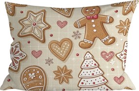 Pamut párnahuzat GINGERBREAD JOY 70x90 cm, bézs