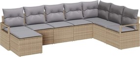 vidaXL Kanapé Szett párnával 8 pcs Beige és Világosszürke polirattan