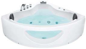 Fehér whirlpool masszázskád LED világítással 205 x 146 cm TOCOA Beliani