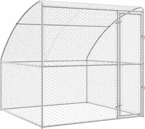 vidaXL Kutyaház tárolóval Ezüst 2 x 2 x 2 m Horganyzott acél