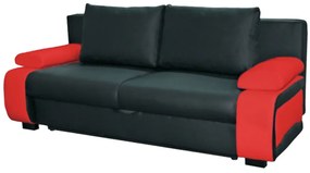 Ines (textilbőr) kanapé, fekete - piros