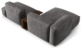 Szürke bársony moduláris sarokkanapé (bal oldali-heverő résszel) Martina – Micadoni