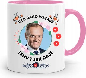 Donald Tusk Rózsaszín Bögre Platform Ajándék fényképes nyomtatással