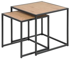 SARON 2 db-os dohányzóasztal szett, tölgy/fekete