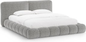 Szürke kárpitozott ágyneműtartós franciaágy ágyráccsal 200x200 cm Solange – Micadoni