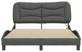 sötétszürke szövet ágykeret LED-ekkel matrac nélkül 140 x 190cm