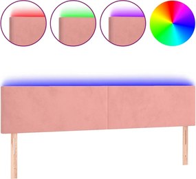 vidaXL rózsaszín bársony LED-es fejtámla 200x5x78/88 cm