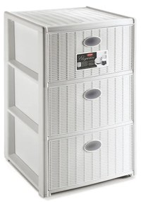 STEFANPLAST Műanyag tároló polc Elegance, 3 fiókos, fehér