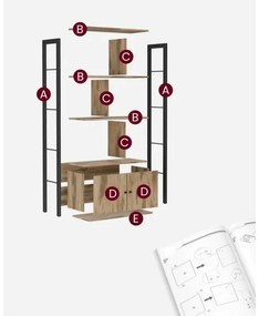 NAVARO könyvespolc barna/fekete