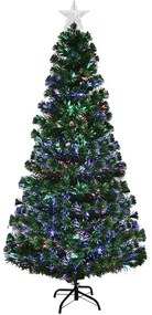 Műfenyő száloptikával színes LED-del több típusban-210 cm-es
