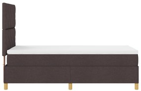 Box Spring Ágy Matraccal &amp; LED Sötét Barna 90x200 cm Szövet