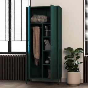 Gardróbszekrény FLAVIO, 800 x 1850 x 450 mm, Modern: palack zöld