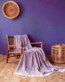 Szőtt pamut takaró exkluzív Lara lila 150x200cm TiaHome
