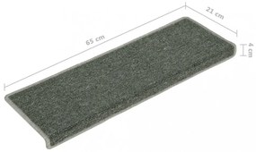 15 db zöld lépcsőszőnyeg 65x21x4 cm