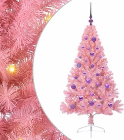 vidaXL Mesterséges, előre világított karácsonyi fa Rózsaszín 150 cm