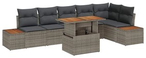 vidaXL Kerti Kanapé Szett tárolóval 7 pcs Szürke Poli rattan