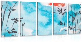 5-részes kép japán felhő festménye