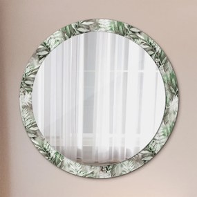 Kerek díszes tükör Akvarell levelek fi 90 cm