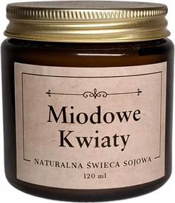 Szója illatgyertya 120 ml Mézes kanóc virágok kézzel készített