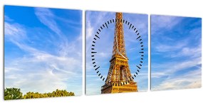Kép - Eiffel-torony (órával) (90x30 cm)