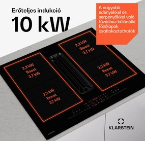 Klarstein AirJet FlexPro Down Air System, Indukciós főzőlap + páraelszívó, Flexi zóna, Booster