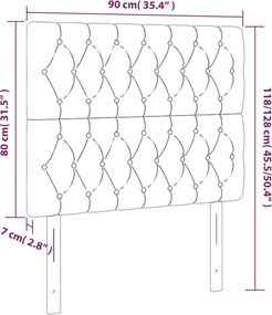 sötétkék bársony fejtámla 90x7x118/128 cm