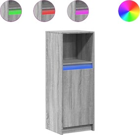vidaXL szürke sonoma szerelt fa tálalószekrény LED-del 38x34x100 cm