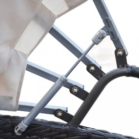barna polyrattan kültéri napozóágy tetővel