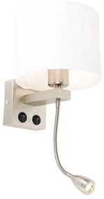 Fali lámpa acélból, rugalmas karral és fehér búrával 18 cm - Brescia Combi