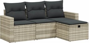 vidaXL 4 részes világosszürke polyrattan kerti ülőgarnitúra párnákkal