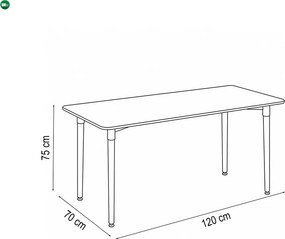 Silla 120 cm szögletes étkezőasztal fekete