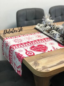 Karácsonyi kendő pamut - X-mas piros Asztalterítő: 20x120 cm
