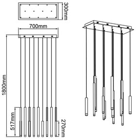 Brilliant -LED fényerőszabályozható kábellel függesztett CEMBALO csillár LED/60W/230V króm/fekete/barna
