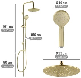 Matt aranyszínű rozsdamentes acél zuhanyszett 101 cm Young Line – Wenko