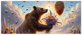 Kép - Medve és méhek (120x50 cm)