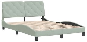 világosszürke bársony ágykeret LED-ekkel matrac nélkül 140 x 190 cm