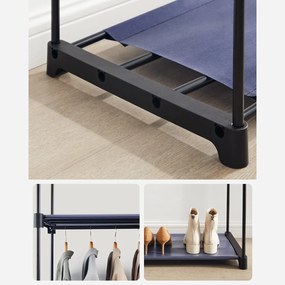 Szövet szekrény, ruhatartó elválasztóval, kék