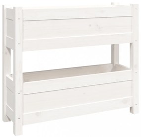 fehér tömör fenyőfa növénytartó 77x25x66 cm