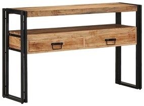 Végasztalok Fekete 120x33x75 cm Tömör akácfa és fém