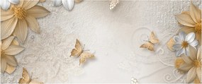 Kép - virágok pillangókkal (120x50 cm)