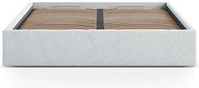 Világosszürke kárpitozott ágyneműtartós-ágytámla nélkül franciaágy ágyráccsal 180x200 cm Susan – Micadoni