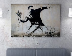 WY18 Banksy Virágdobáló vászonkép, 50 x 70 cm